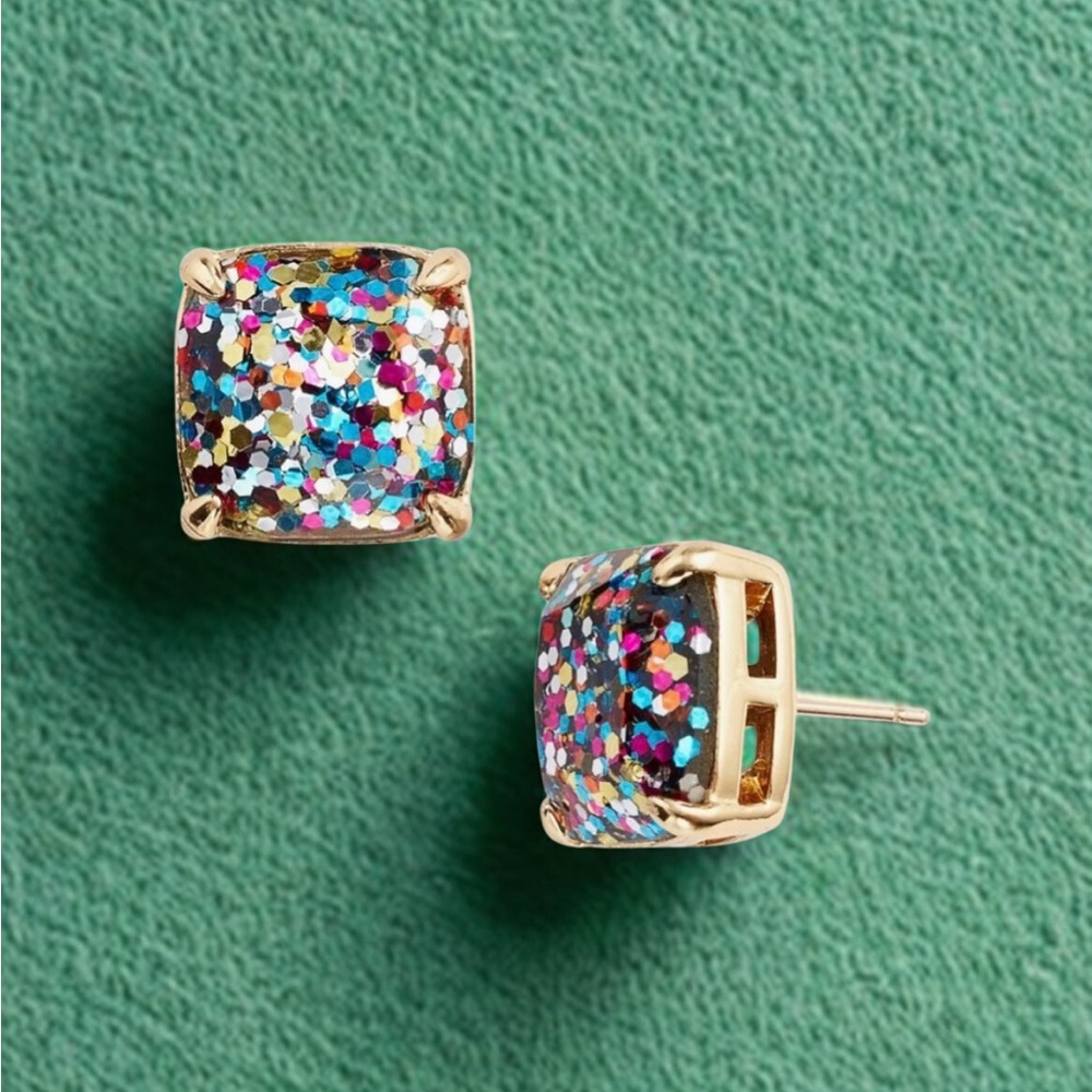 Kate Spade Sparkly Gold-Tone Stud Earrings – Multiglitter Finish, NWT - Picture 2 of 4